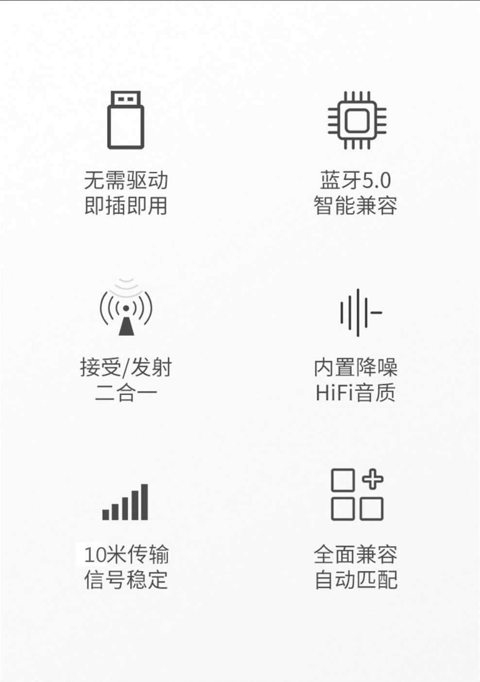5.0 Bluetooth transmitter receiver 2 in 1 built-in microphone hands-free car speaker computer Bluetooth adapter