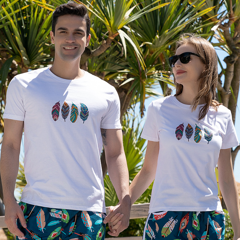 Suministro directo de fábrica pareja Camiseta de manga corta marca de moda masculina camisa de fondo camiseta ropa pareja desgaste verano personalizable LOGO