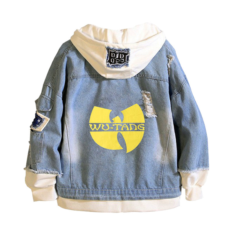 American Hip Hop Rap Group Wudang School WU-TANG Sweater Fashion Brand Hoodie Fake Two-piece Denim Jacket