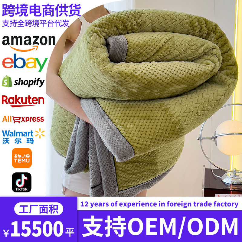 TEMU leche transfronteriza mantas de peluche invierno engrosado mantas de oficina mantas de almuerzo mantas de sofá mantas de coral mantas de peluche