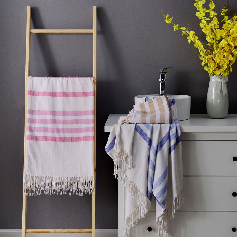 [Customized] cotton gauze Turkish bath towel 90*180 beach towel cotton narrow strip tassel absorbent sunscreen beach towel