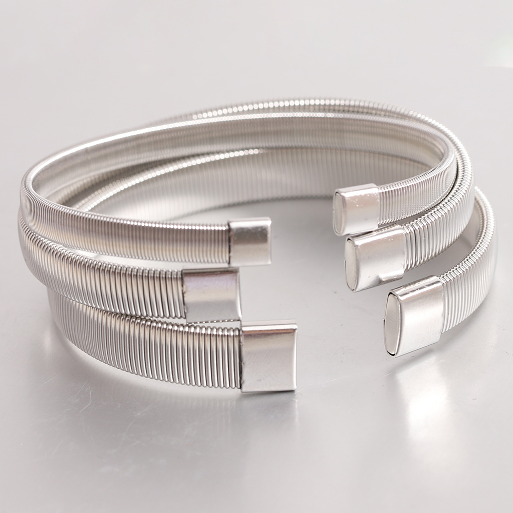 Street Occasion Titanium Steel Material Simple Style Solid Color Titanium Steel Plating Cuff Bracelets