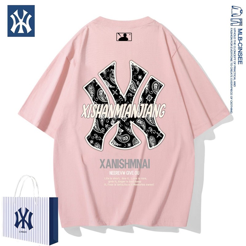 2025夏季mlb&ny时尚百搭男女同款纯棉短袖美式复古潮牌宽松t恤男|undefined