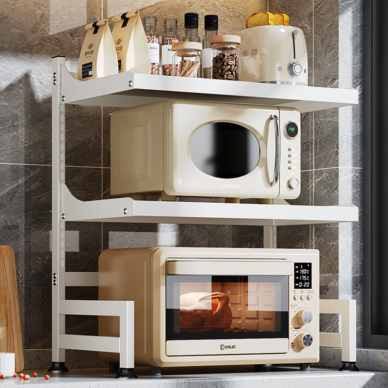 Cocina horno de microondas rack horno rack de almacenamiento de cajón multi-capa de arroz cocina rack multifuncional estante de almacenamiento ajustable