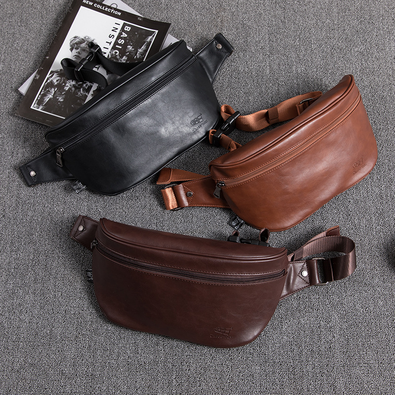 Men's polyurethane capacious casual chest bag