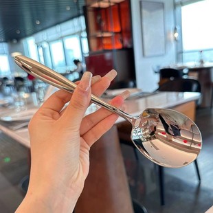 Internet celebrity stainless steel spoon innovative restaurant Spoon bright light hotel dinner public long handle spoon large spoon