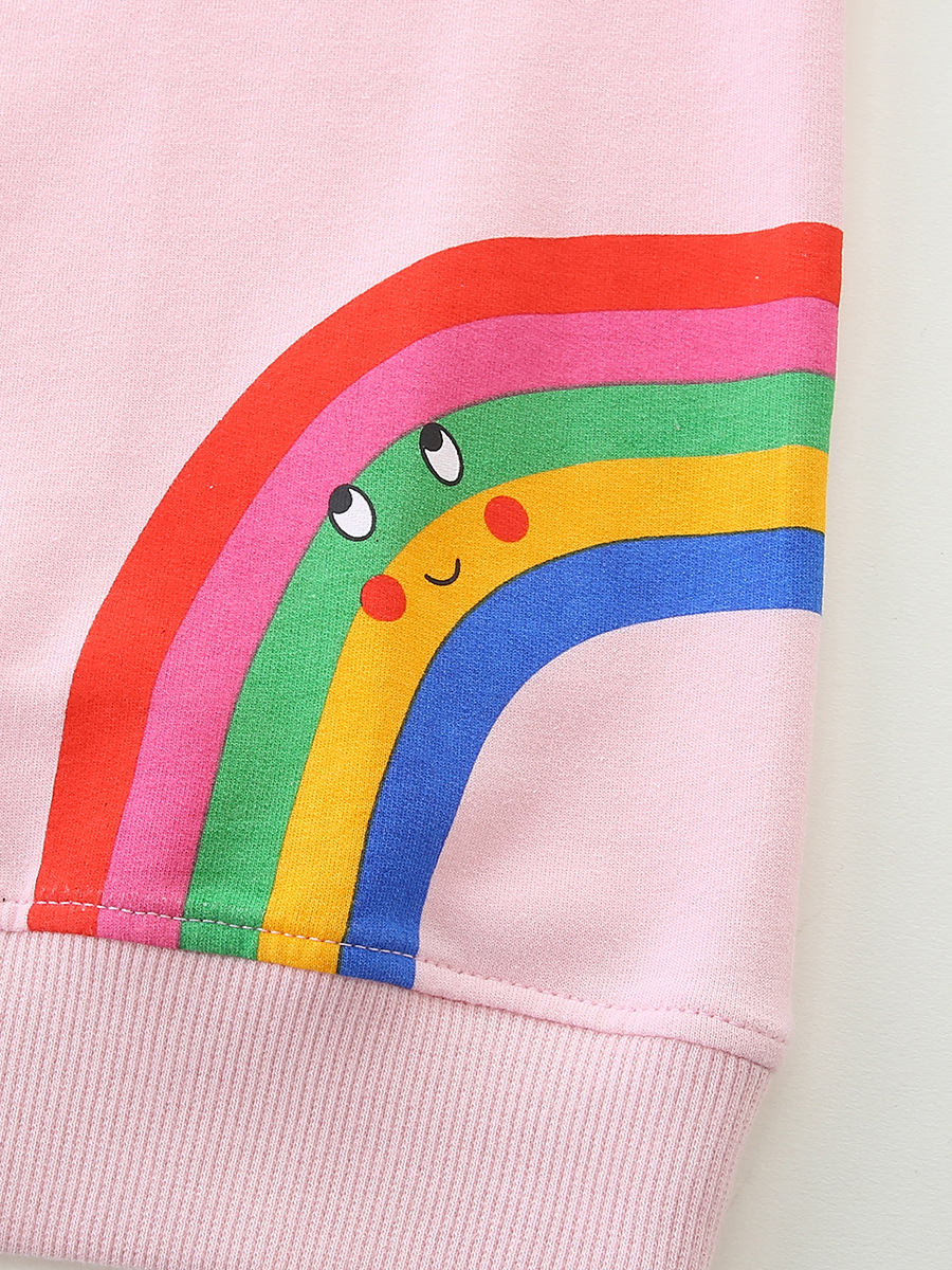 26 nuevo otoño niñas camisetas de estilo europeo y americano camisetas infantiles de algodón de punto impresión arco iris camisetas infantiles