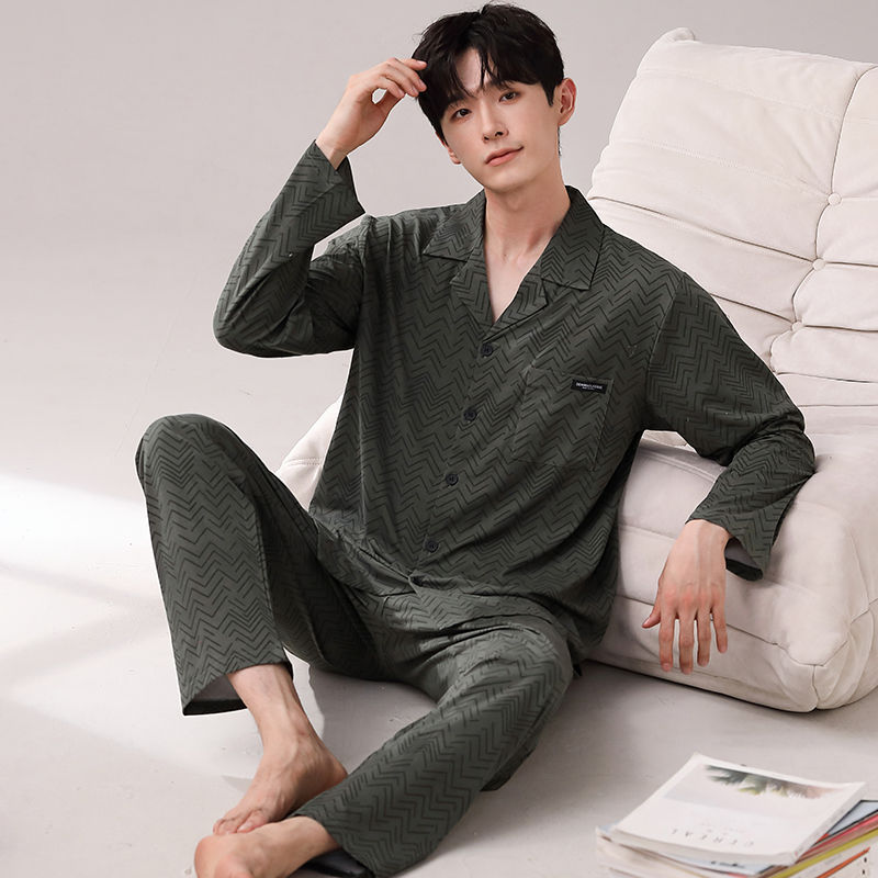 Pijamas de los hombres Primavera y Otoño Invierno 100% algodón de manga larga pantalones delgados más tamaño desgaste de alto nivel de los hombres de verano ropa de casa