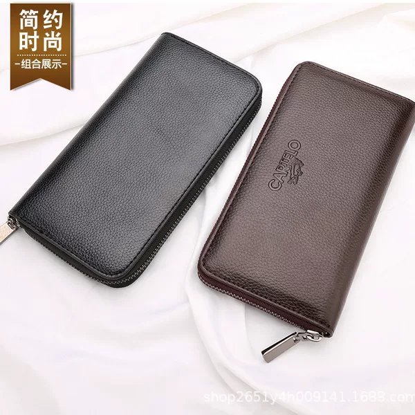 [same day delivery] men's wallet long new wallet wallet wallet men's business single zipper leisure mobile phone bag hot