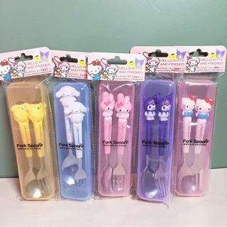 学生便携萌趣叉子勺子两件套库洛米美乐蒂餐具套装儿童幼儿园餐具