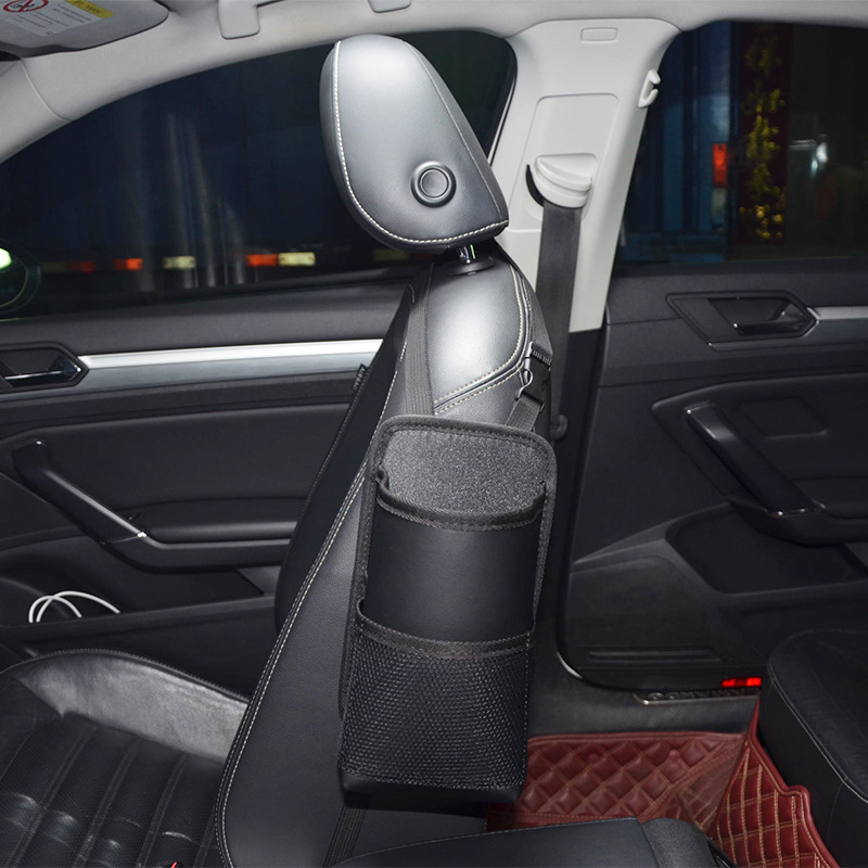 Montado en el coche taza de agua grande bolsa de asiento lateral colgando hervidor de agua cubierta asiento fijo coche taza de té titular hervidor de agua de almacenamiento interior estante