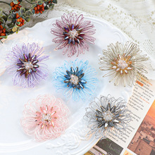 新款复古水晶米珠树脂花朵鞋花帽花饰品配件 发夹胸花装饰水晶花