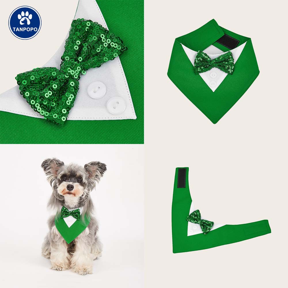 Tanpopo Cross-border Spot Traje de boda británico Toalla de saliva para mascotas Bufanda para perros Toalla triangular para mascotas con velcro