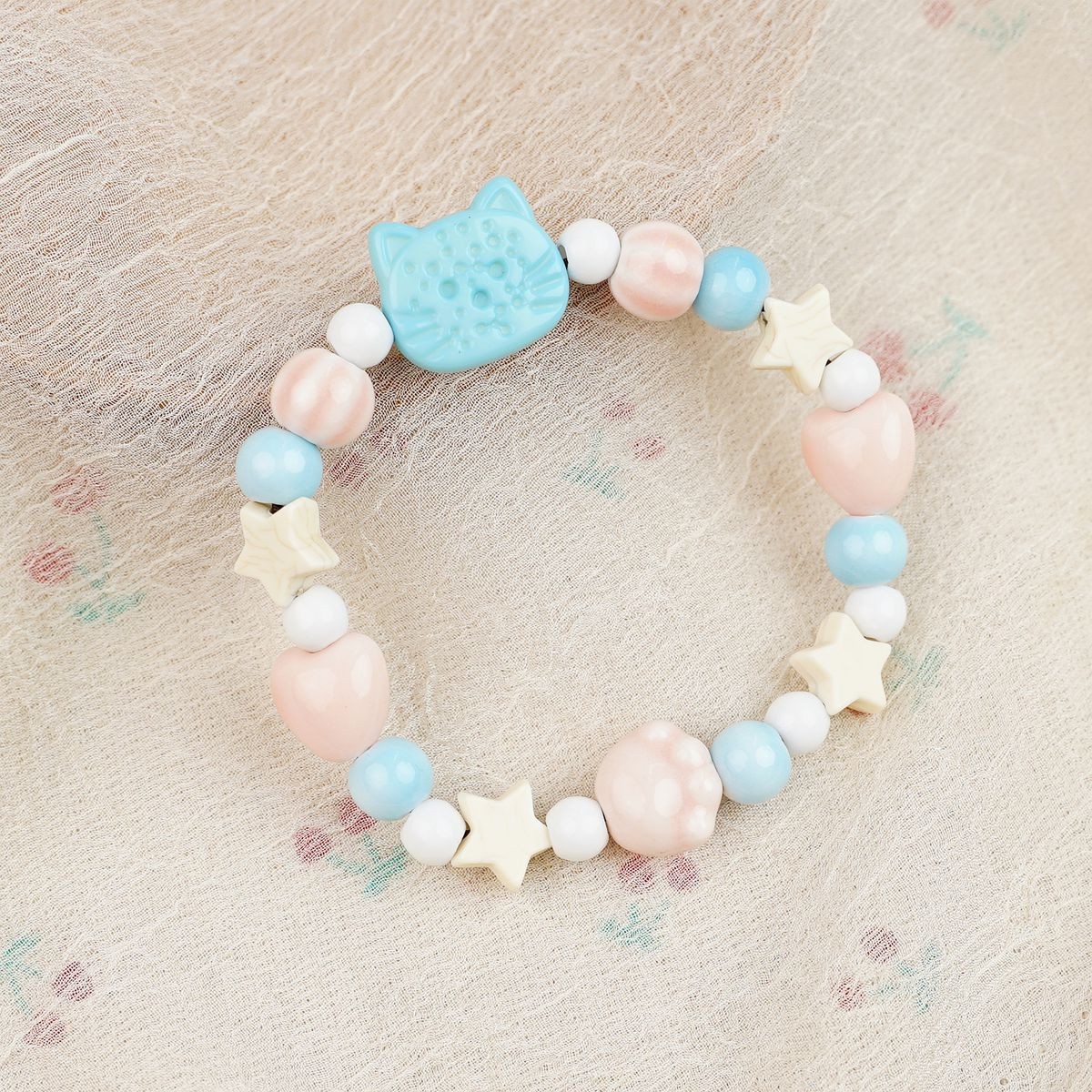 Jingdezhen pulsera de cerámica de verano mujer alta sensación galletas serie de gatos nicho diseño universal pulsera alta sensación