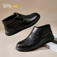 德国骆驼动感男高帮鞋中帮厚底休闲皮鞋套脚一脚蹬商务皮鞋工作