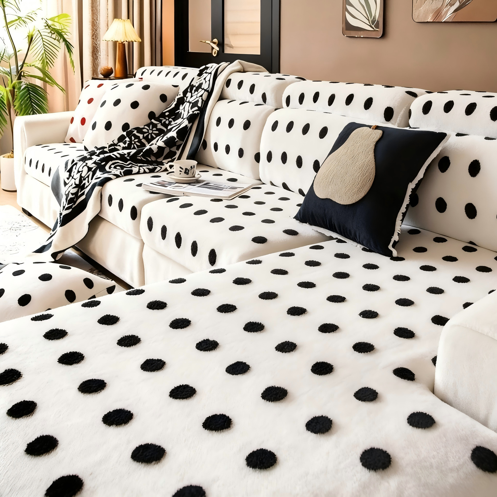 Sofá cubierta de invierno 2025 nuevo cojín de peluche grueso cubierta de cubierta de protección contra gatos rascar tela de cubierta tres asientos una princesa