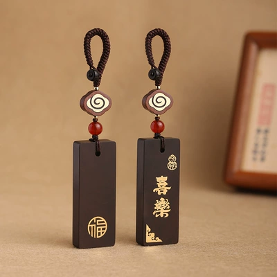 Car hanging strike jujube wood tag rich small - ping-an-joy-keychain