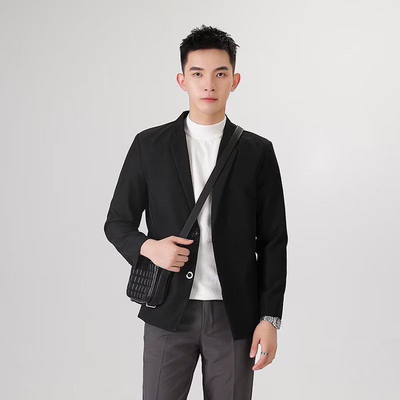 Guapo traje de primavera y otoño de alta calidad chaqueta de hombre ligero maduro casual todo partido marca de moda SLIM-Fit chaqueta de moda de un solo Oeste