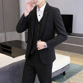 男士西装2025新款套装韩版修身全套正装职业西服三件套男厂家批发