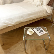 北欧网红c型304不锈钢玻璃茶几客厅创意家用桌子轻奢民宿沙发边几