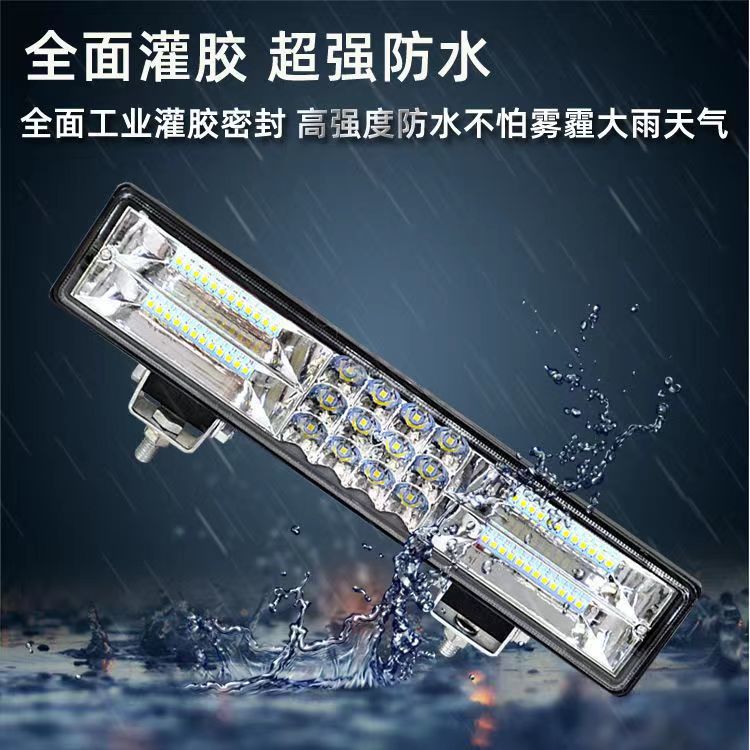 Car Led Spotlight 12V24V Mid-Grid Long Truck Modified Light Off-Road Vehicle Super Bright Strong Light Flash Light Fog Light