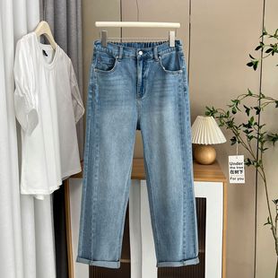Niuxia boutique jeans 100.00kg plus size new simple slim fat sister casual pipe pants 6558