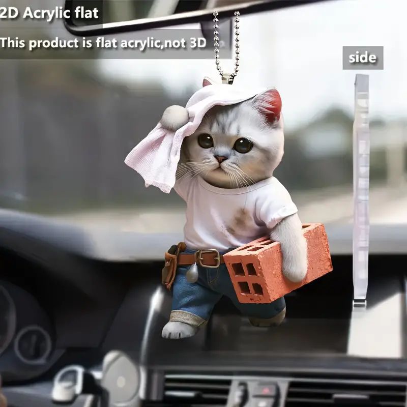 Nuevos productos creativos para mover ladrillos gatitos colgantes de automóviles acrílicos planos de automóviles espejos retrovisores decoraciones colgantes colgantes image 4