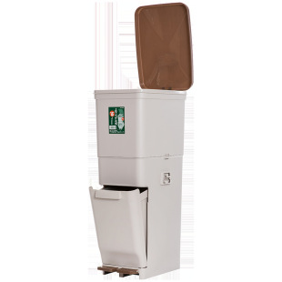 TONBO imported kitchen waste vertical trash can household wet and dry separation garbage double-layer large capacity trash can with wheels
