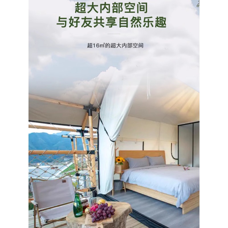 Carpa de madera ligera de lujo de estilo europeo campamento al aire libre campamento ocio residencial cuatro estaciones carpa de hotel de lujo