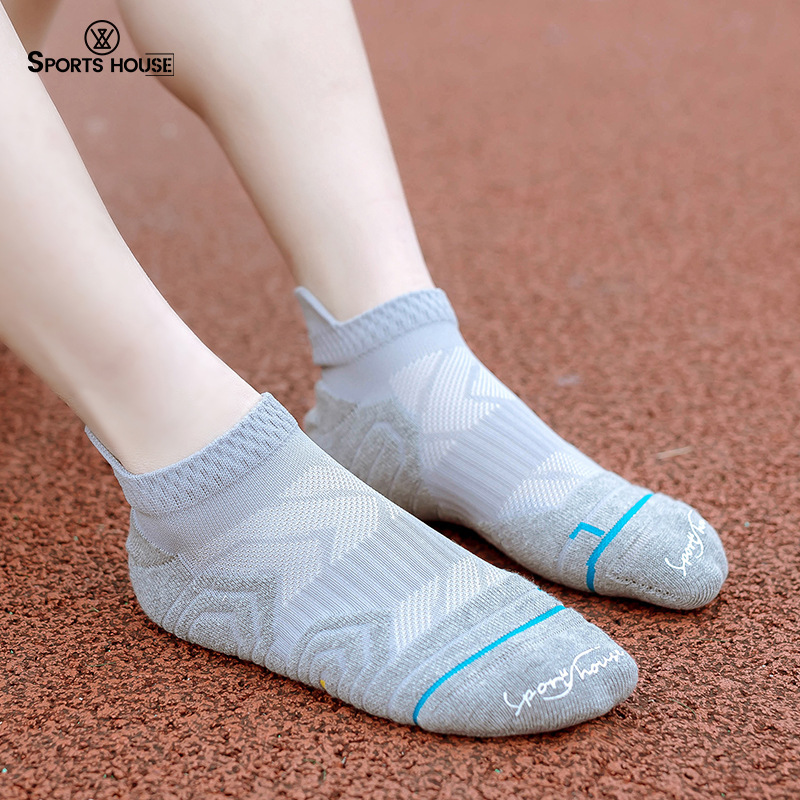 Men's Summer Thin Breathable Short-Tube Reflective Running Socks Professional Non-Slip Towel Bottom Fitness Sports Socks