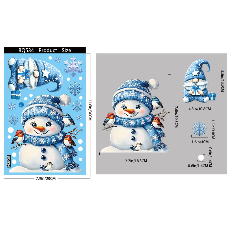 クリスマスステッカークリエイティブ漫画サンタクロースガラスステッカークロスボーダー新しい鐘スノーフレーク雪だるま静電ステッカー|undefined