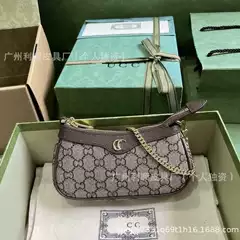 Guangzhou Foreign Trade Direct Supply G Old Flower Underarm Women's Bag Genuine Leather Printed ophidia Series Mini Handbag Chain Shoulder