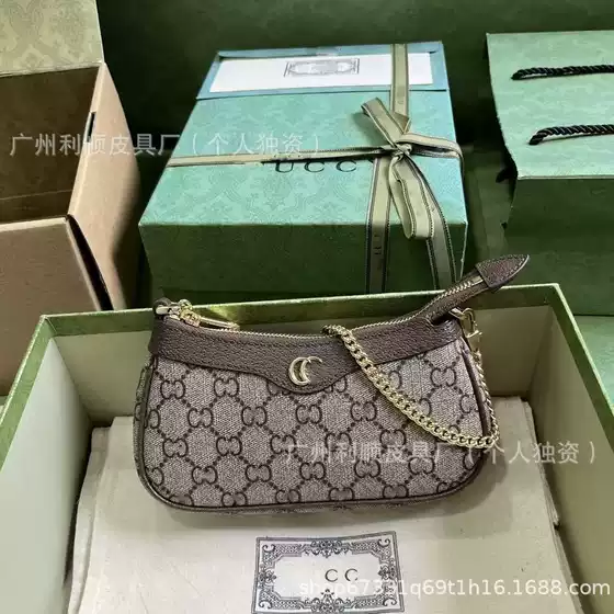 Guangzhou Foreign Trade Direct Supply G Old Flower Underarm Women's Bag Genuine Leather Printed ophidia Series Mini Handbag Chain Shoulder