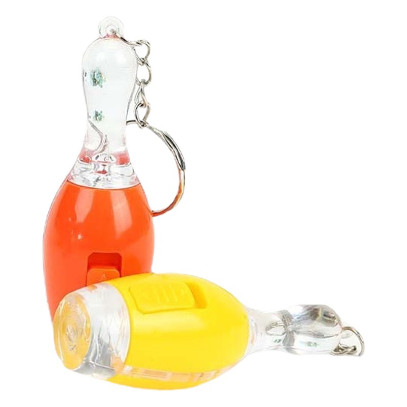Transfronterizo creativo LED luminoso bolera de plástico llavero colgante luces de colores pequeño regalo imprimible logo