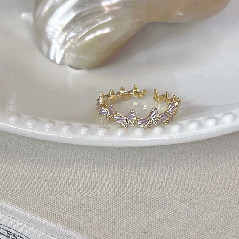 Korean Style Sweet Glaze Ins Niche Versatile Personality For Women Flower Stacking Open Index Finger Ring_voghion.com