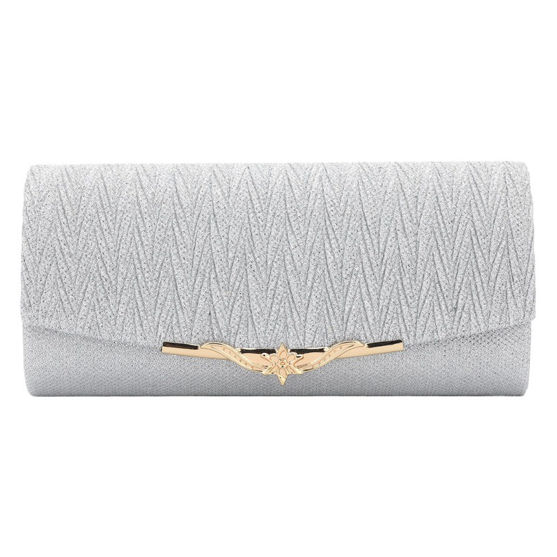 En stock nuevo bolso de noche europeo y americano moda mujer vestido de noche bolsa material flash embrague fiesta metal plisado bolso de las mujeres