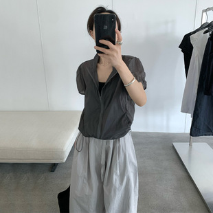 TG Short-sleeved Sun-resistant Jacket Women's 2025 Summer New Casual Zipper Drawstring Loose Slimming Top 24884