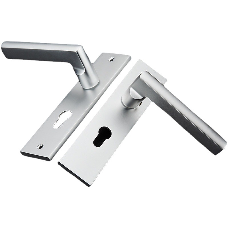 Espacio de estilo europeo Puerta de aluminio interior dormitorio puerta de madera puerta mecánica cerradura hardware cerradura simple puerta blanca de plata