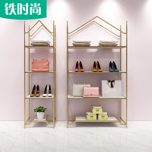 Shoe Store Shoe Bag Display Rack Golden Floor-to-Floor Shopping Mall Clothing Store Bag Shelf Multi-Layer Storage Jewelry Rack