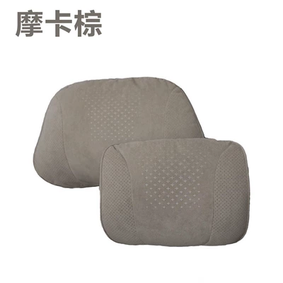 Non-Deformable Car Cushion, Neck Pillow — Headrest - suede-mocha-brown-headrest-and-lumbar-support-combination-pack