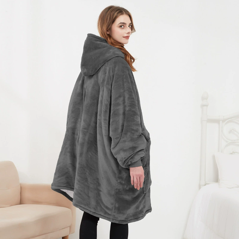  usb heated hooded wearable blanket, 3-zone heating, thickened large size, 5v 2a