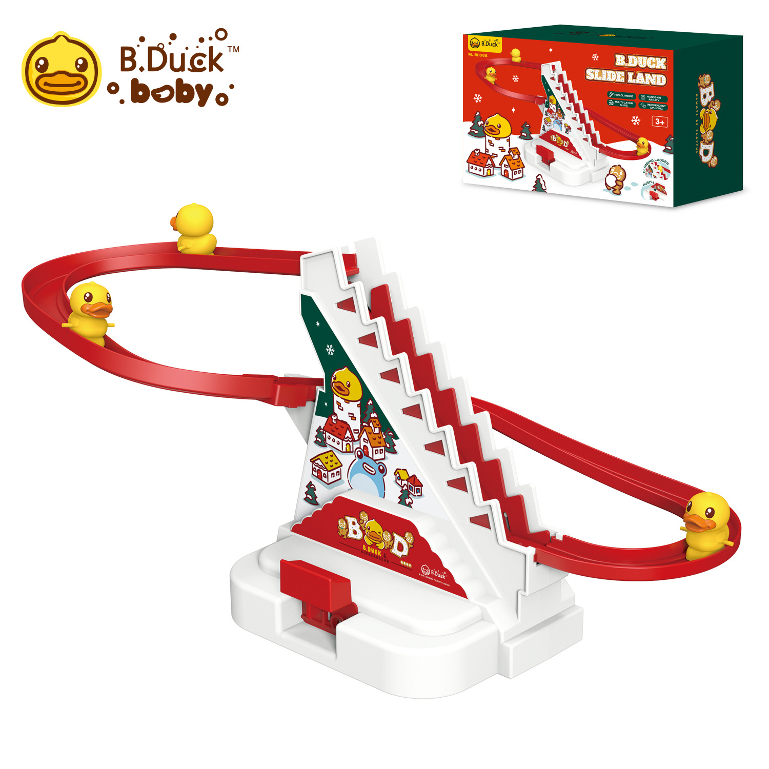 수동 트랙 슬라이드 오리 + 오리 2마리(크리스마스 모델)