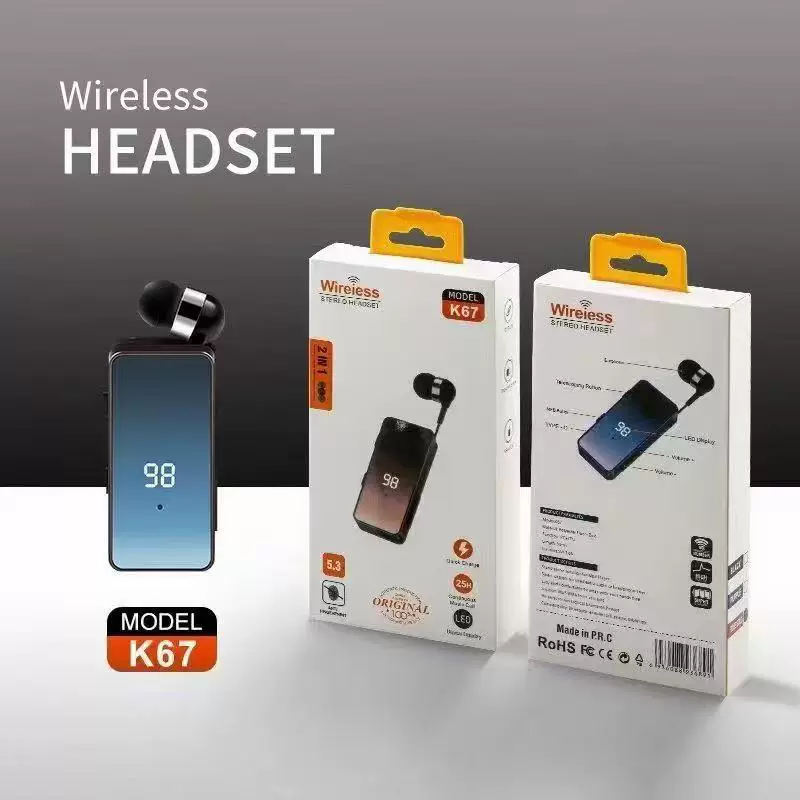 Популярный беспроводной Bluetooth петличный микрофон K67, беспроводная Bluetooth гарнитура с одним наушником, высокое качество, подарок