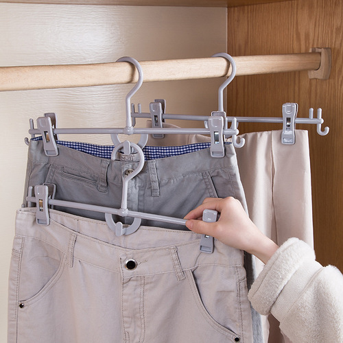 A3031 household plastic rotating trouser clip, skirt clip, trouser rack, telescopic trouser clip, multi-layer superimposed trouser clip