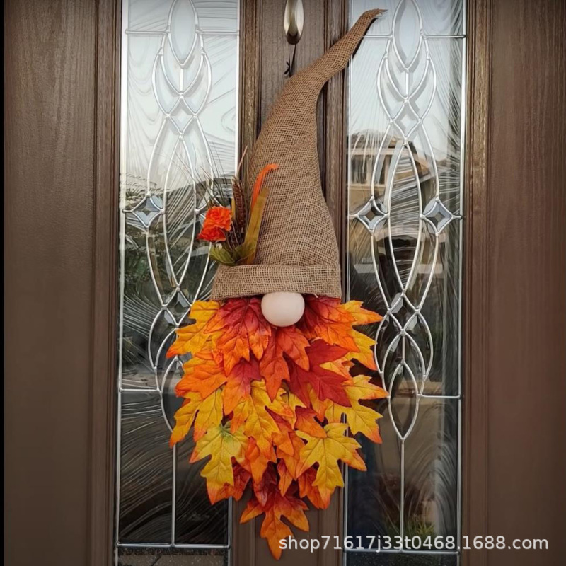 2025年秋季枫叶无脸娃花环跨境亚马逊Temu Fall Autumn Wreaths|undefined