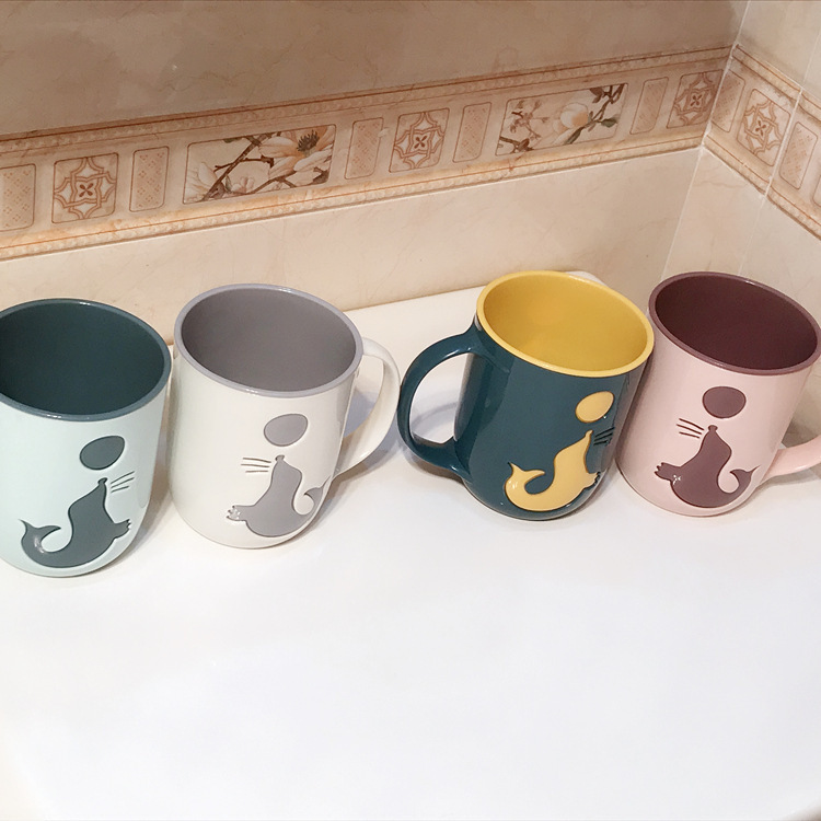Delfín enjuague bucal taza hogar simple cepillo de dientes taza de lavado pareja cepillo de dientes taza creativa león marino familia taza de viaje