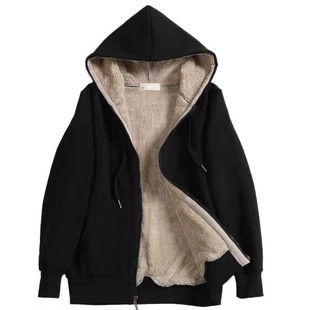 European and American women's clothing Amazon 2023 Winter lambskin hooded loose sweater women's plush coat cross-border spot