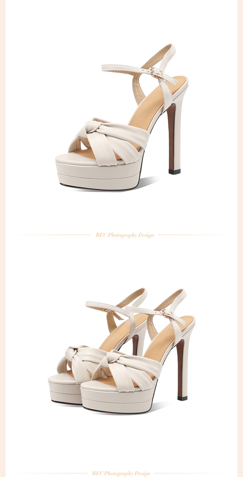 Sandal cao gót nữ hở mũi quai ngang nơ bướm, gót 13 cm — đen chi tiết 6