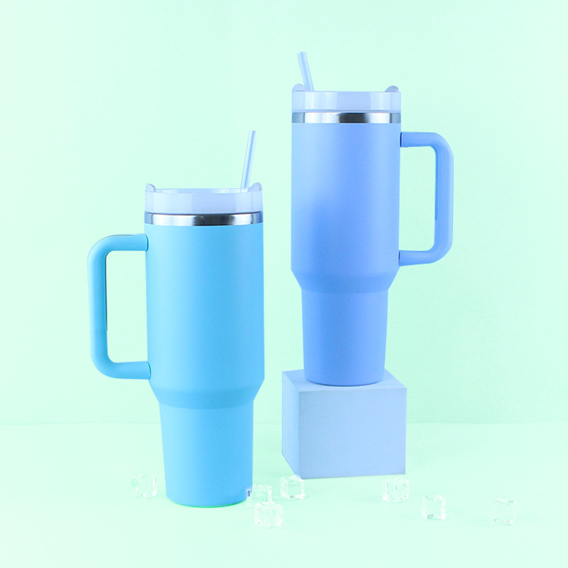 Nuevo acero inoxidable de segunda generación 40oz de gran capacidad taza de coche mango portátil taza de plástico spray coche helado taza transfronteriza