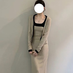 法式复古撞色吊带裙套装女早秋外搭防晒开衫设计感收腰显瘦长裙子